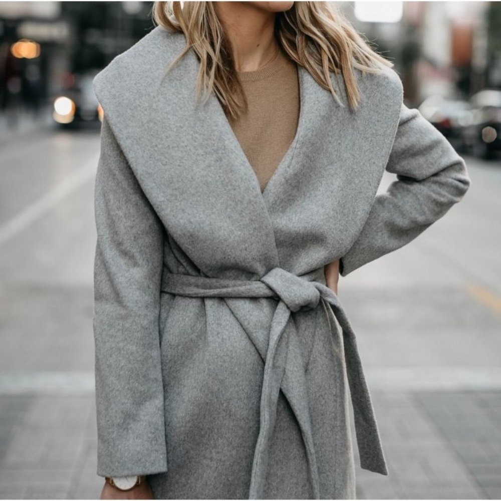 Ann Taylor Shawl Collar Wrap Wool Blend Coat